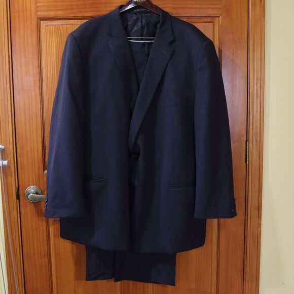 Petrocelli Charcoal Pinstripe Wool Suit Suspenders 58R Mens Tailored Classic - Picture 2 of 13